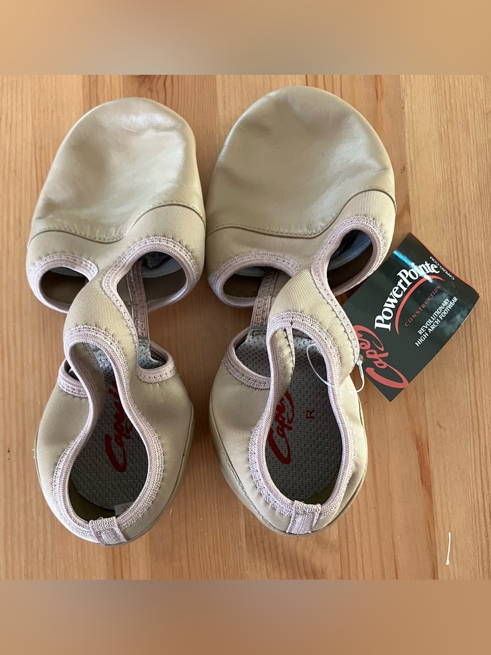 NEW Capezio Power Pointe Genuine Leather Nude/Beige Ballet Shoes Size 9M